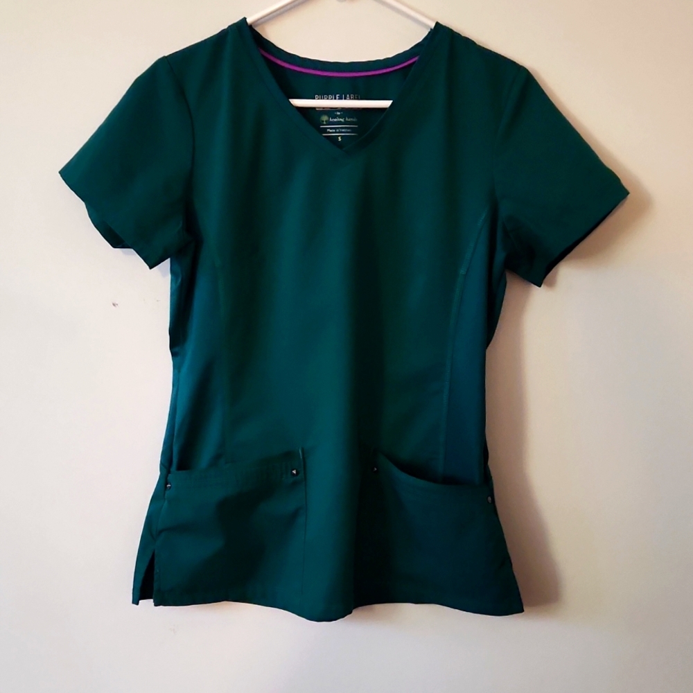 Purple Label Yoga Small Green colored scrub top